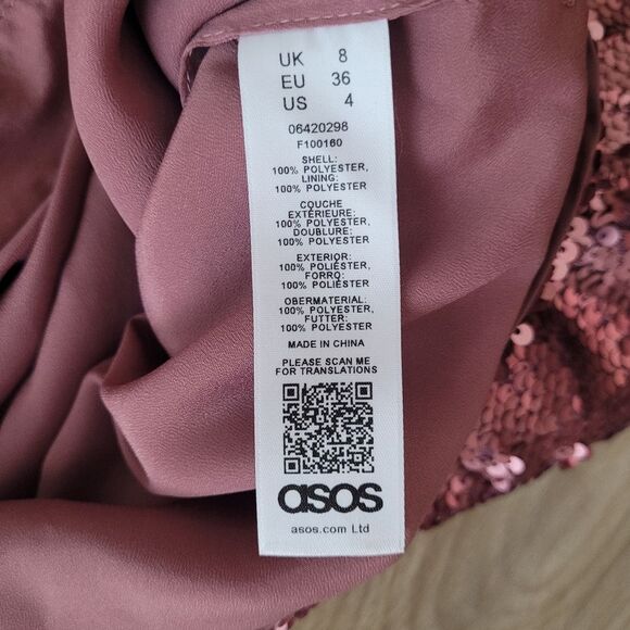 ASOS Rose Sequin Open Back Dress Size 4 - Picture 4 of 4
